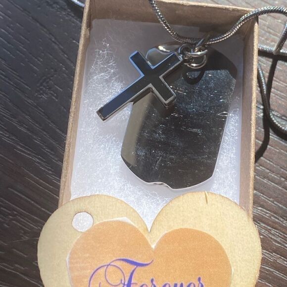 Dog Tag Cross urn cremation necklace - Picture 4 of 7